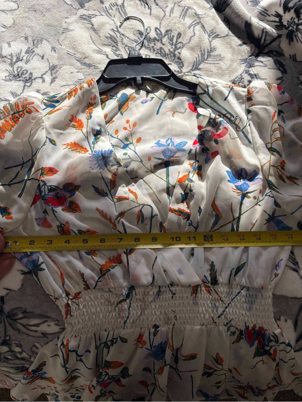 Maje White High-Low Floral Ruffle Dress with Blue & Orange Print spring/summer - Picture 9 of 10